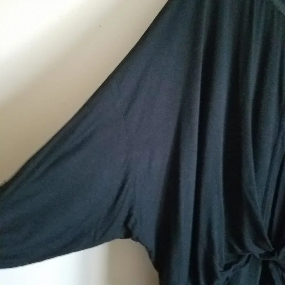 Free People Keepin On Black Twist Front Top Size M Tie Sleeves Peek‎ A Boo
